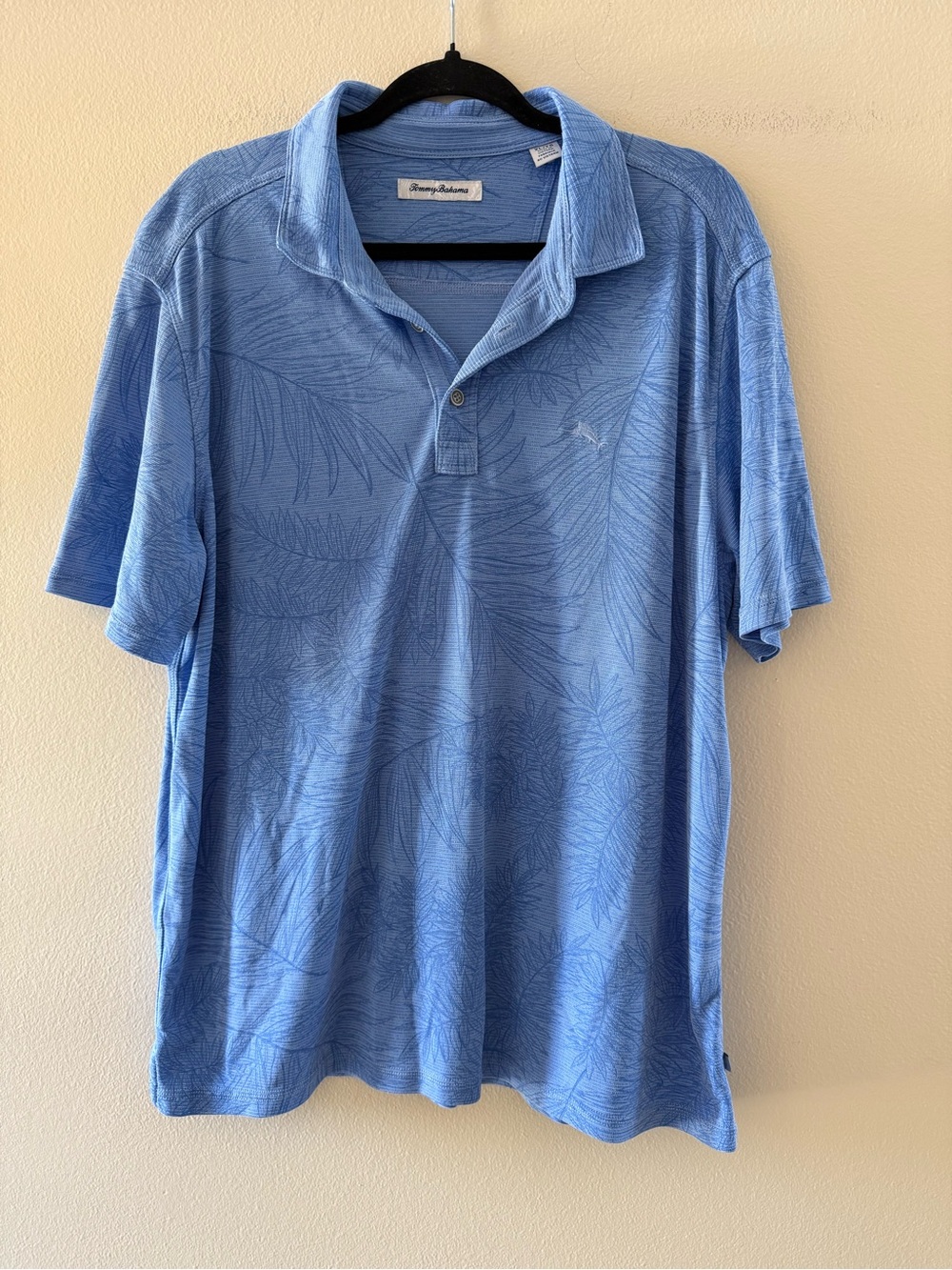 Tommy Bahama Blue Palm-Print Short-Sleeve Polo